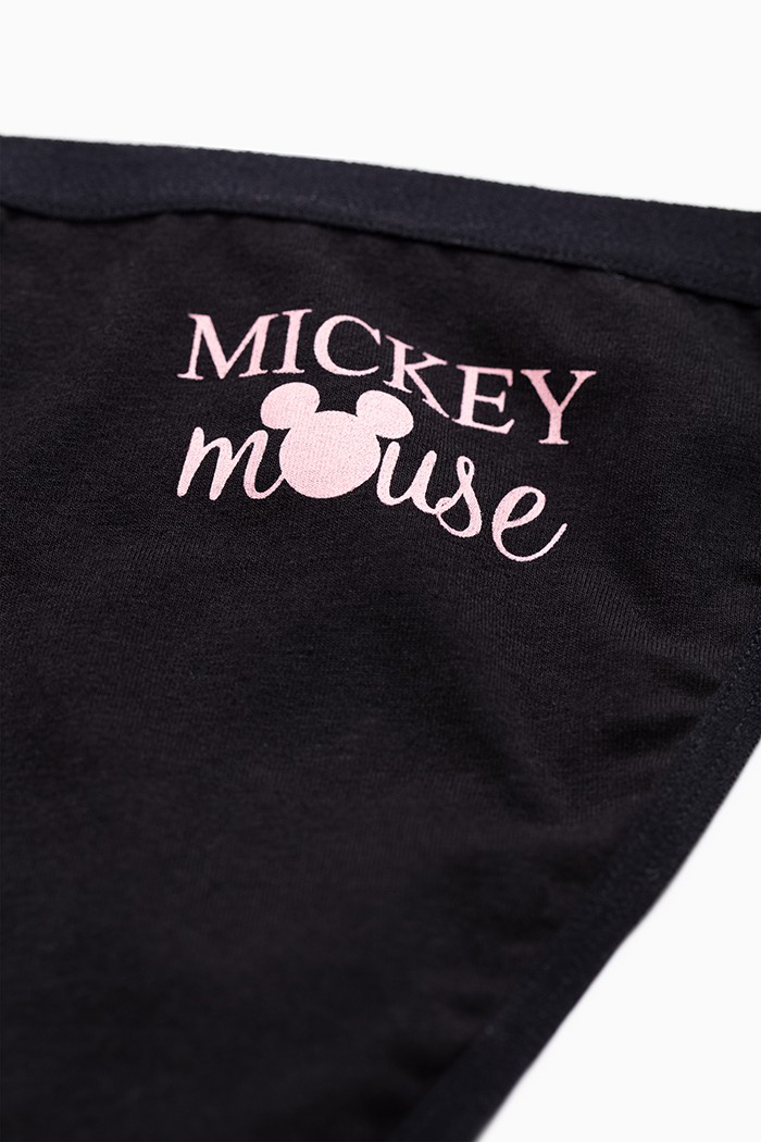 迪士尼系列．高衩中腰三角內褲(黑-Mickey Mouse)