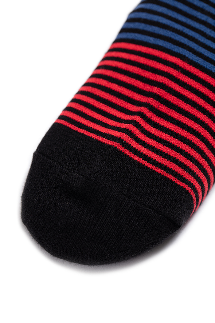 (男款)Marvelous．舒棉船型襪(黑/紅/藍/白條)
