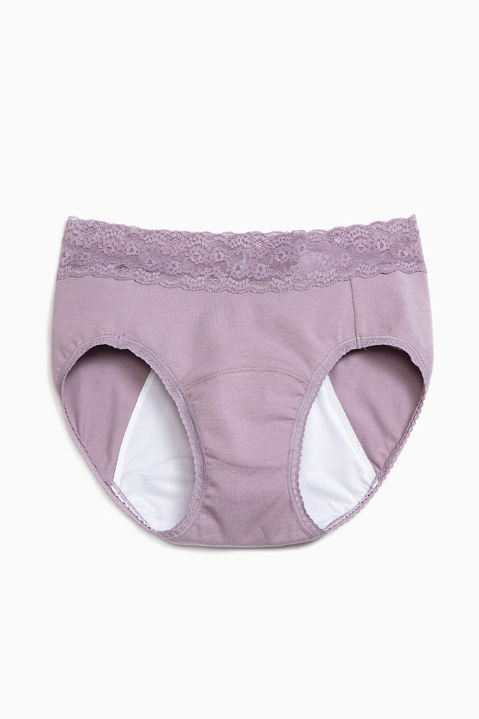 Pure．蕾絲高腰生理褲(藕紫)
