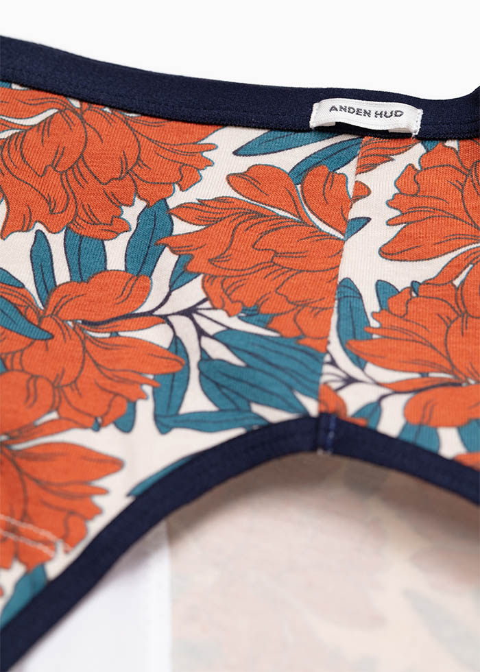 Peony in Love．High Rise Cotton Period Brief Panty(Peony Blossom Pattern)