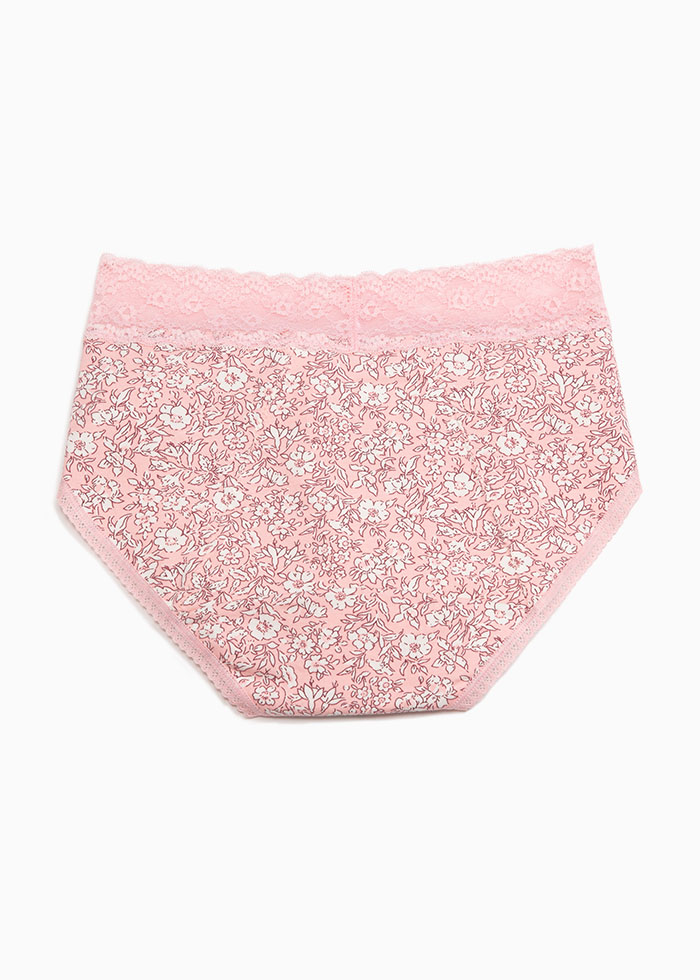 About Love．High Rise Cotton Lace Waist Period Brief Panty(Star & Moon Pattern)