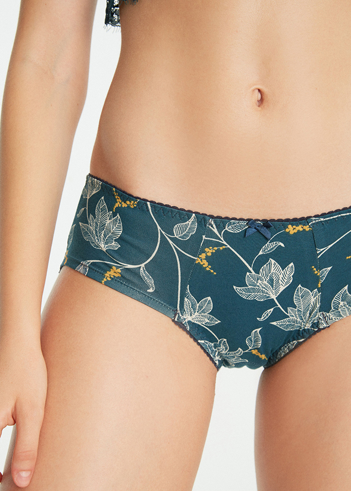 Olive．Mid Rise Cotton Floral Lace Back Hipster Panty(Floral Pattern)