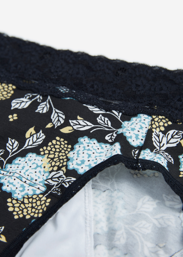 Autumn Night．High Rise Cotton Lace Waist Period Brief Panty(Moonscape)