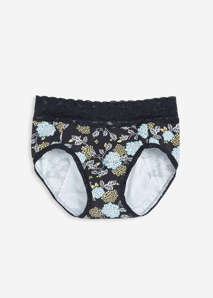 Autumn Night．High Rise Cotton Lace Waist Period Brief Panty(Moonscape)