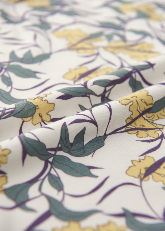 Flower Mail．Mid Rise Cotton Lace Waist Period Brief Panty(Gardenia Pattern)