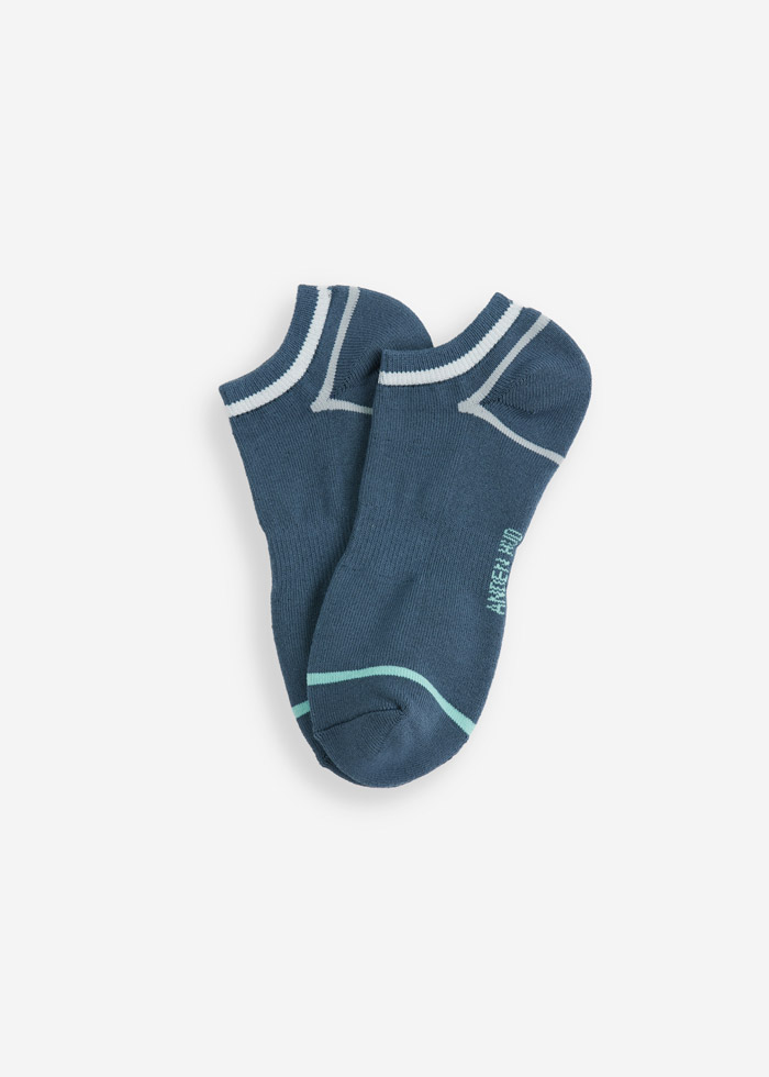 (男款)線性遊戲．毛巾底踝襪（灰藍-白灰藍線）