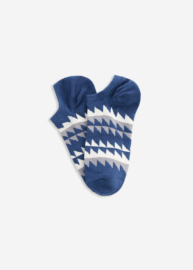 (男款)Ocean．舒棉船型襪(藍綠/深黃-變化條)
