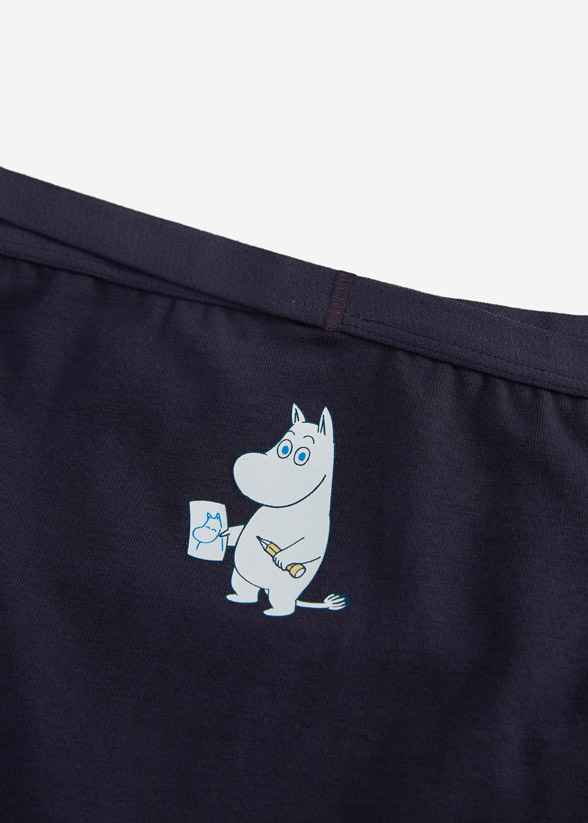 Moomin系列．交叉美臀中腰三角內褲(夜空藍-姆明自畫像)
