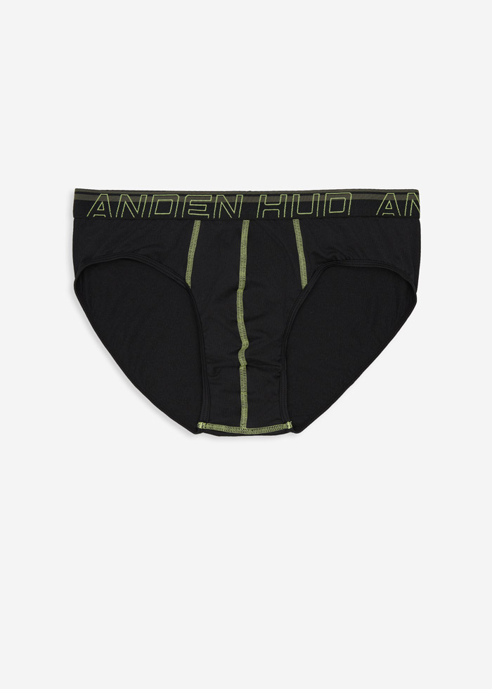 Moisture-Wicking Collection．Men Brief Underwear（Stripe Logo Elastic Band）