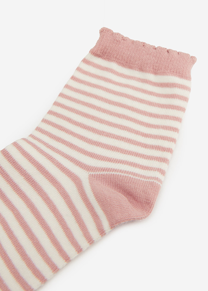 (女童二入組)棉花糖．花瓣緹花筒襪(粉色/粉白條)