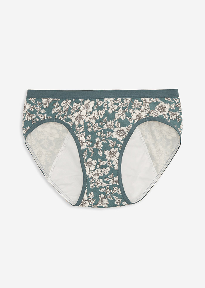 Positano．Low Rise Cotton Period Brief Panty（Basil Flower Pattern）