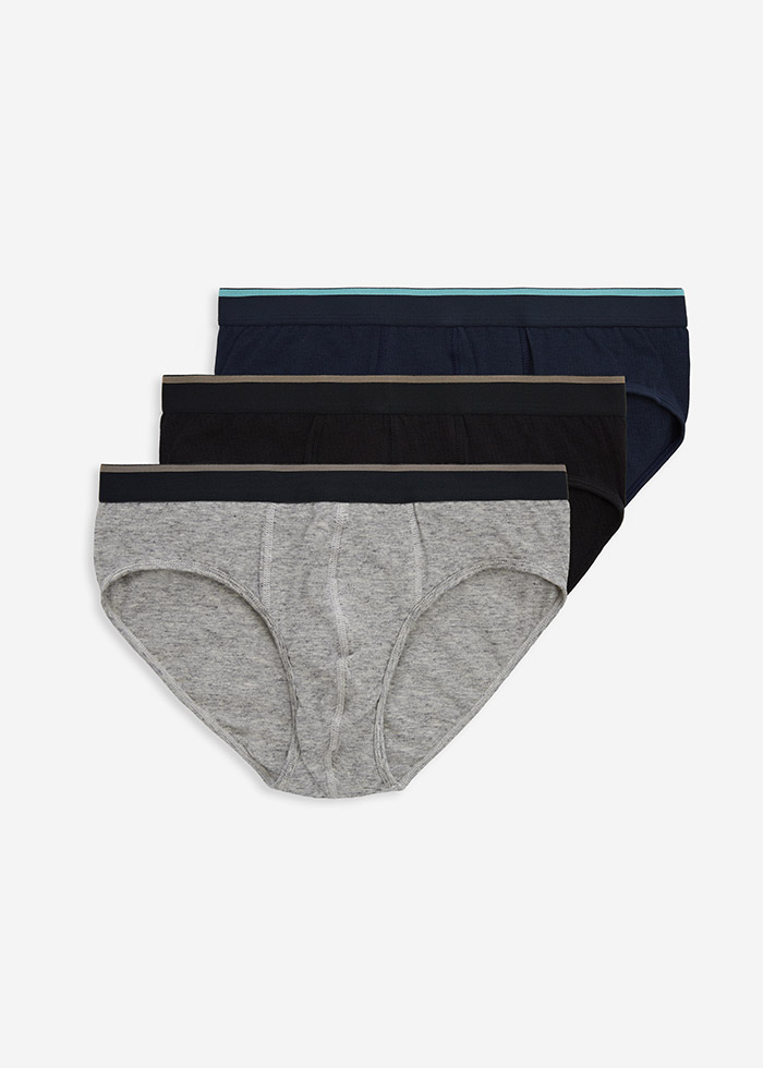 SPY．Men Brief Underwear（Lightcyan/Khaki Stripe Elastic Band）