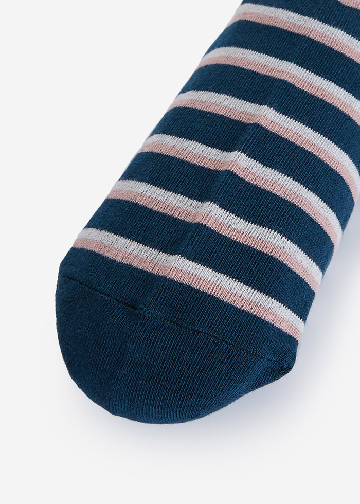 幾何迷宮．舒棉船型襪(深藍綠-米白/粉條)