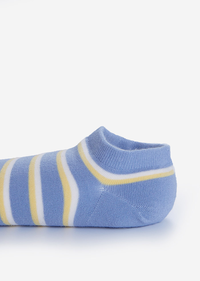幾何迷宮．舒棉船型襪(深藍綠-米白/粉條)