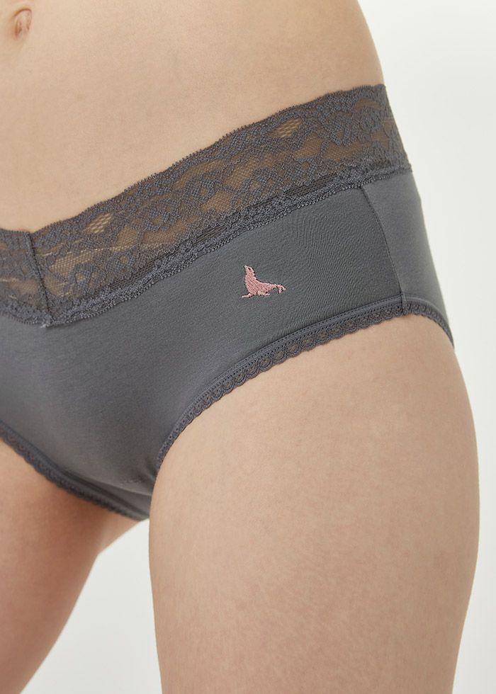 Celebrate．High Rise Cotton V Lace Waist Brief Panty（Fur Seal Embroidery）