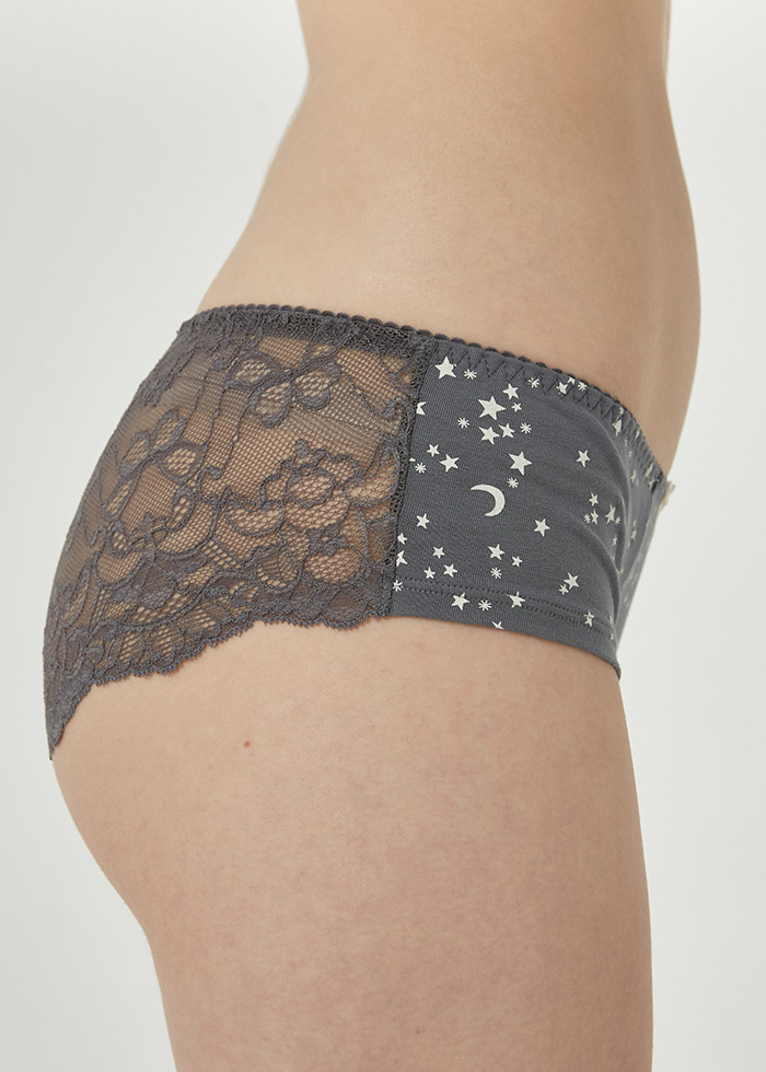Genial Sunshine．Mid Rise Cotton Floral Lace Back Hipster Panty(Tuffet)