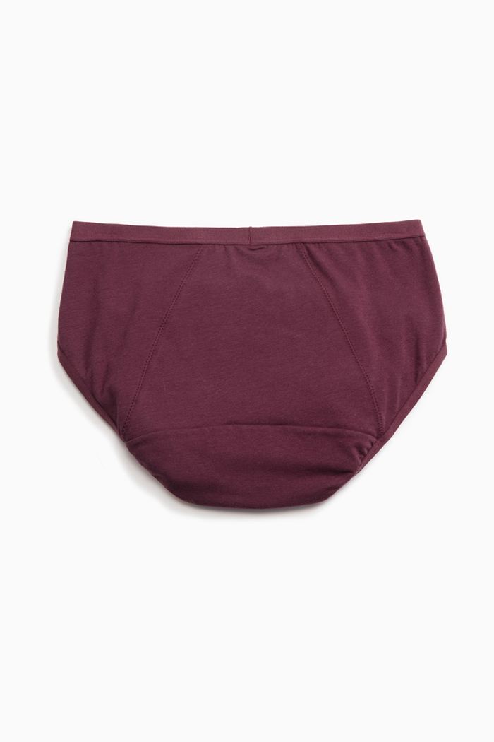 Deep Sleep．Mid Rise Cotton Period Brief Panty(Beet Red)