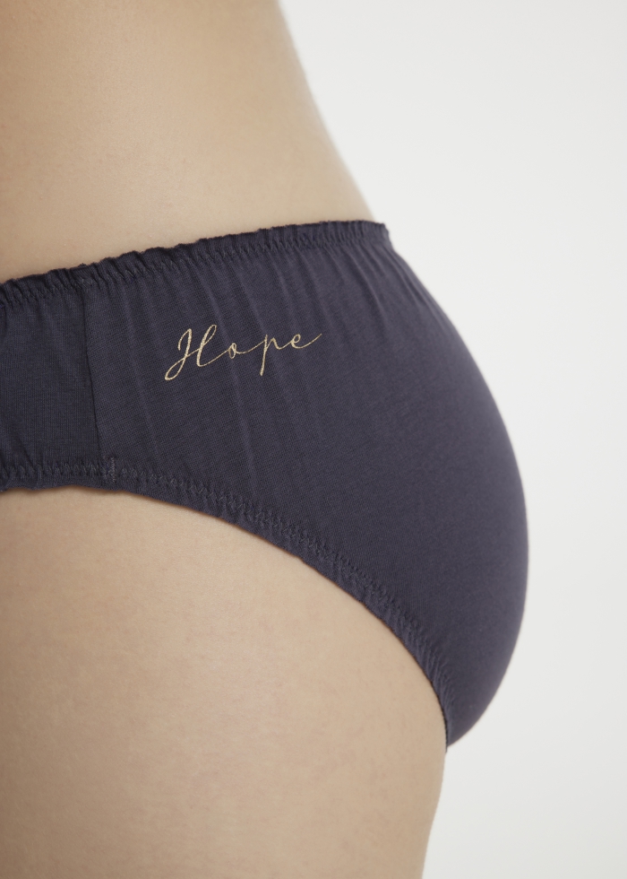 New Year Wish．Mid Rise Cotton Ruffled Brief Panty(Graphite)
