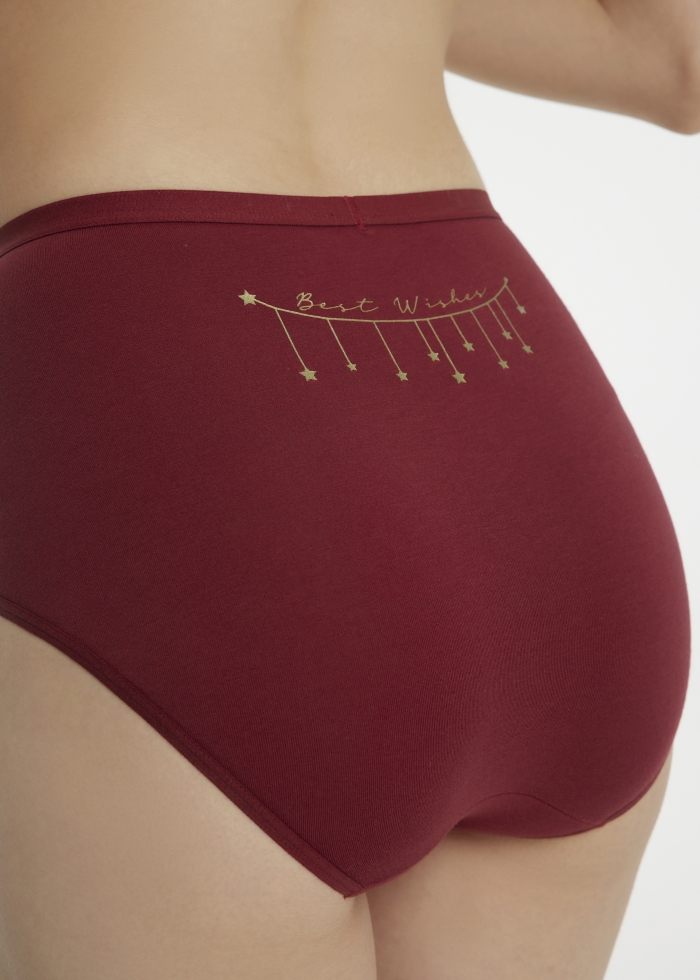 Wishes Come True．Ultra High Rise Cotton Brief Panty(Flying Crane Pattern)