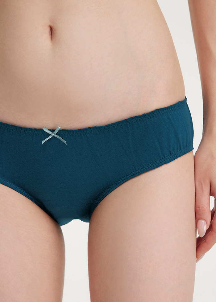 Classic．Mid Rise Cotton Ruffled Brief Panty(Midnight Navy)
