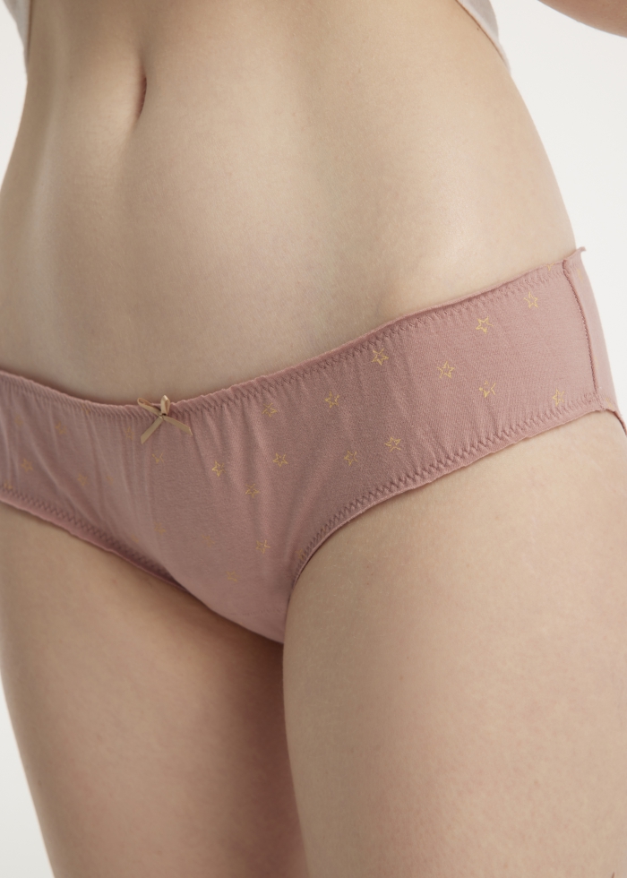 Hygiene Series．Mid Rise Cotton Ruffled Brief Panty(Star Pattern)