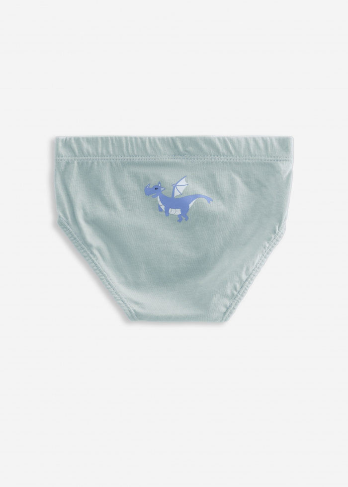 (3-Pack) Greek Mythology．Boys Brief Underwear(Black/Asphalt/Sterling Blue)