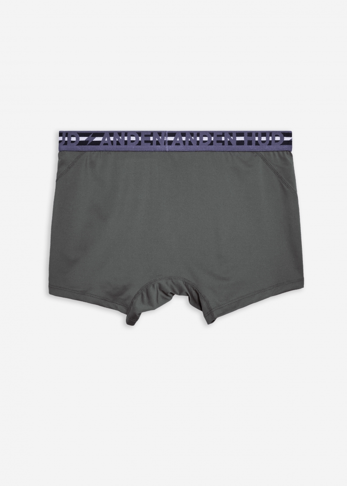 Moisture-Wicking Collection．Men Trunk Underwear(Gray Logo Elastic Band)