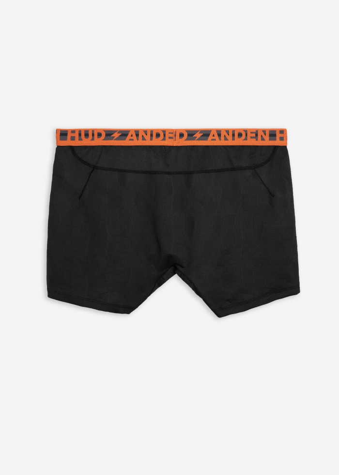 Moisture-Wicking Collection．Men Jacquard Boxer Brief Underwear(Gray Logo Elastic Band)