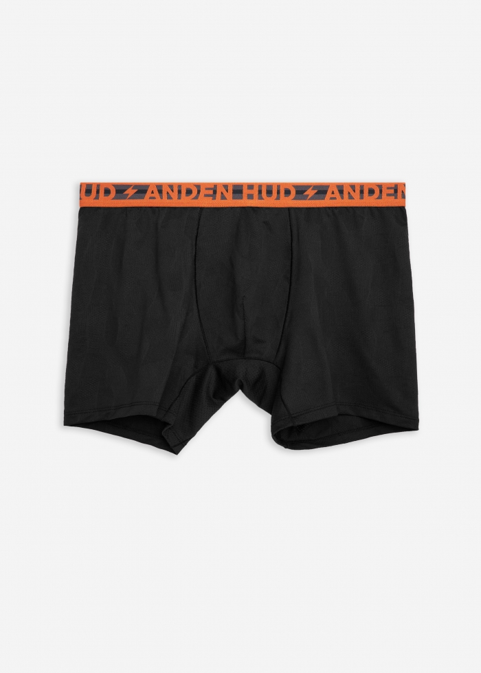 Moisture-Wicking Collection．Men Jacquard Boxer Brief Underwear（Orange Logo Elastic Band）