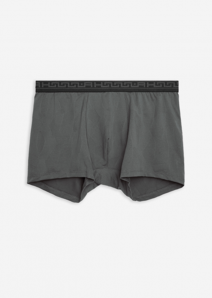 Moisture-Wicking Collection．Men Jacquard Trunk Underwear(Totem Pattern Elastic Band)