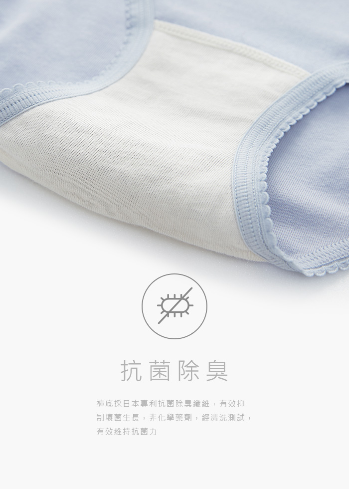 Hygiene Series．Mid Rise Cotton V Lace Waist Brief Panty(Flower Pattern)