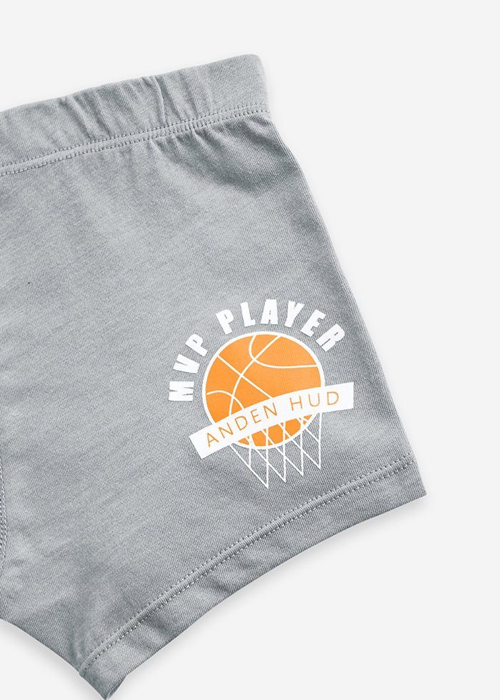 (3-Pack) Basketball Player．Boys Trunk Underwear(Sneaker/Basketball Hoop/MVP)