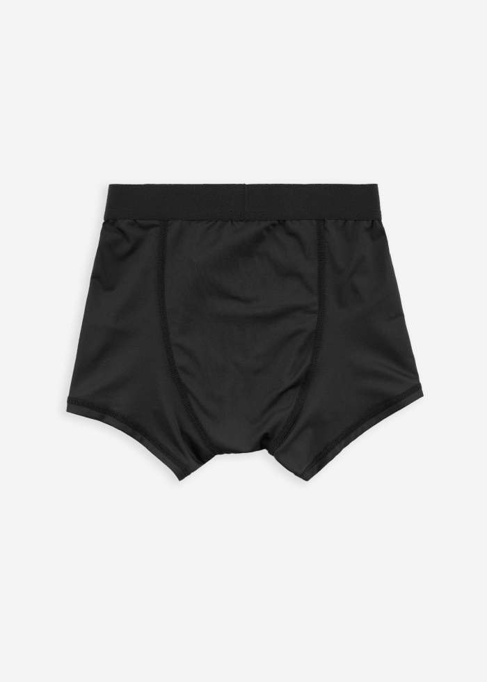 (3-Pack) Moisture-Wicking Collection．Boys Trunk Underwear(Black)