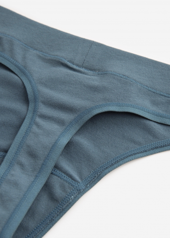 蔚藍之海．棉質反摺低腰丁字褲(藍綠)