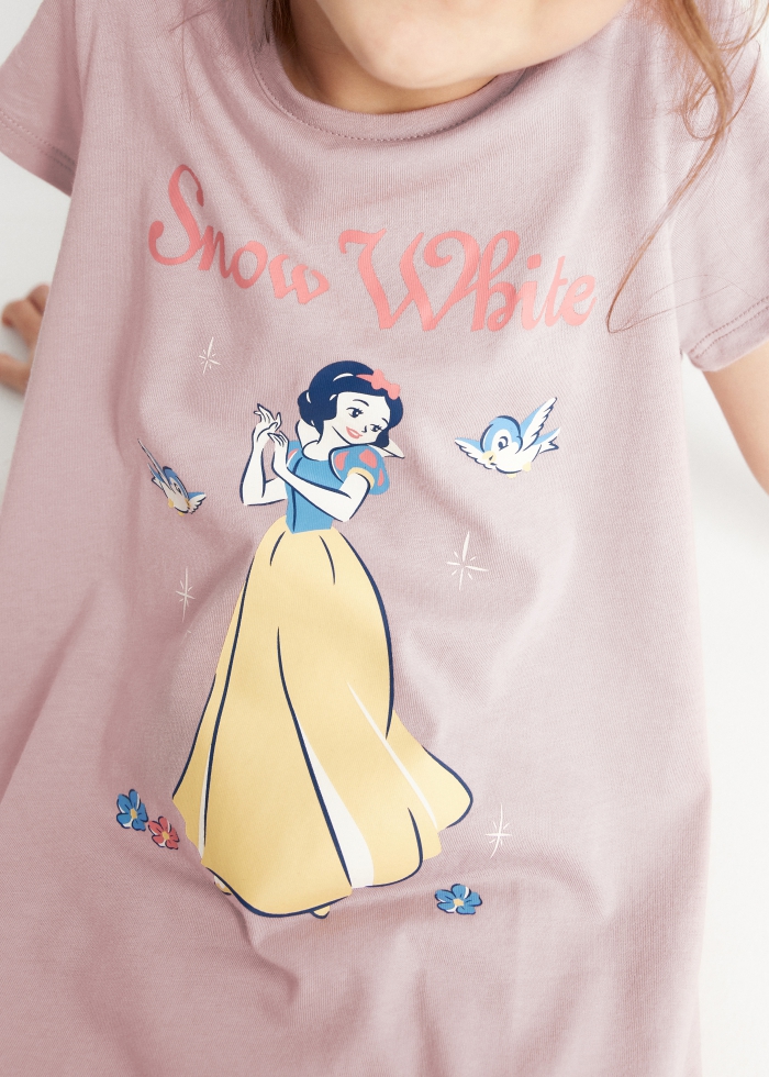 女童連身_迪士尼系列．莫代爾棉A-Line短袖睡衣(茱萸粉-白雪公主)