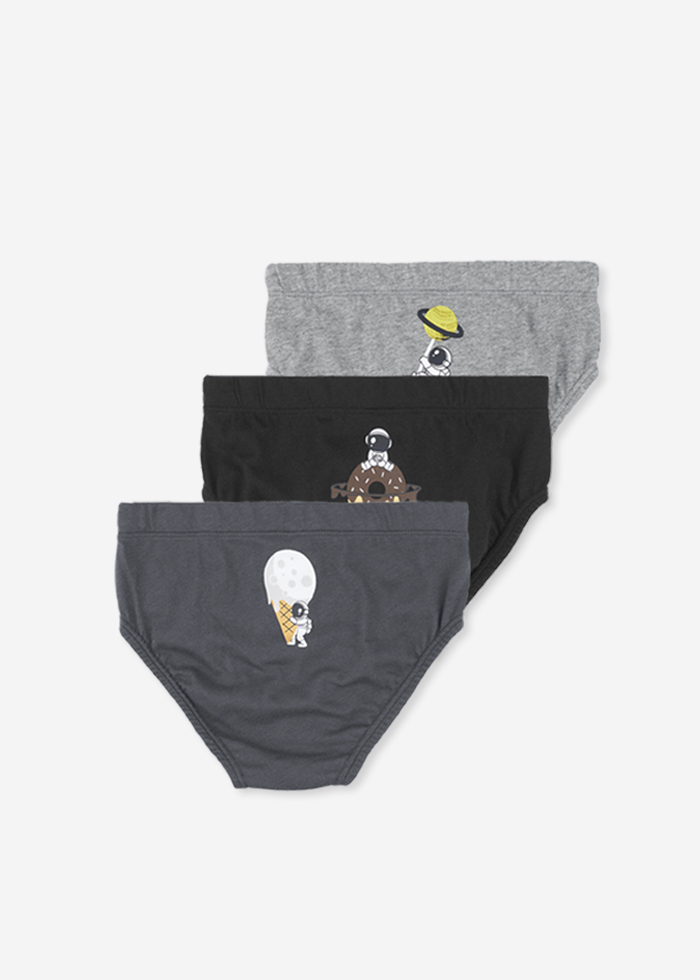 (3-Pack)Astronaut&Dessert．Boys Brief Underwear（Pattern）