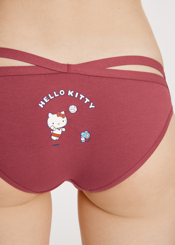 Hello Kitty經典系列．交叉美臀低腰三角內褲(藍點點-氣球)