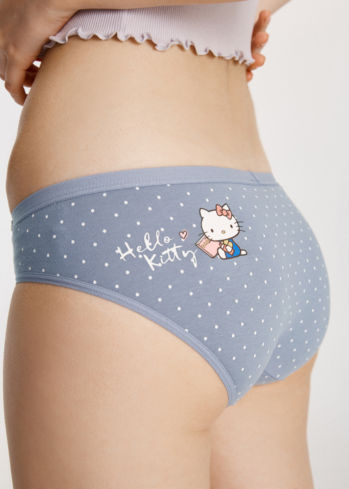 Hello Kitty懷舊系列．低腰三角內褲(黑/白格-打電話)
