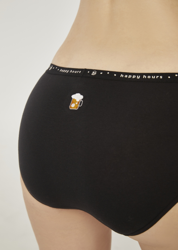 Pleasure of Eating．Mid Rise Cotton Brief Panty(Burger&Pizza Pattern)
