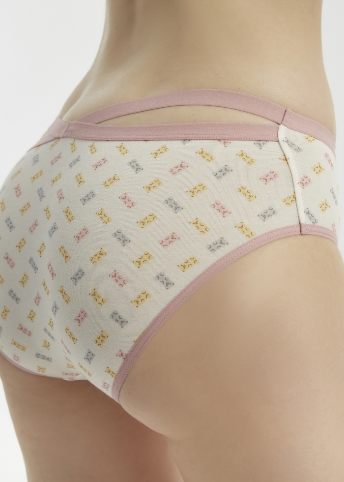 Pleasure of Eating．Mid Rise Cotton Crossed Back Brief Panty(Fast Food Pattern)