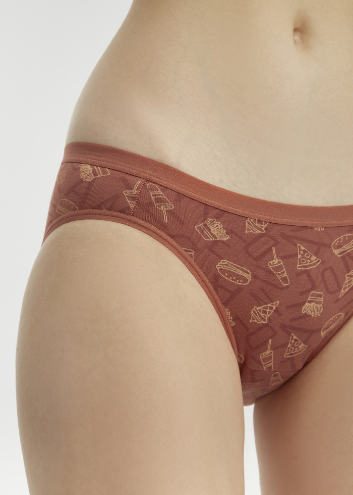Pleasure of Eating．Low Rise Cotton Brief Panty(Burger&Pizza Pattern)
