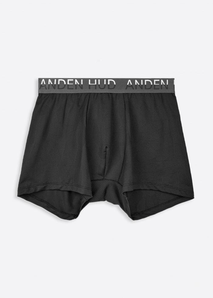 Moisture-Wicking Collection．Men Jacquard Boxer Brief Underwear(Flower Print)