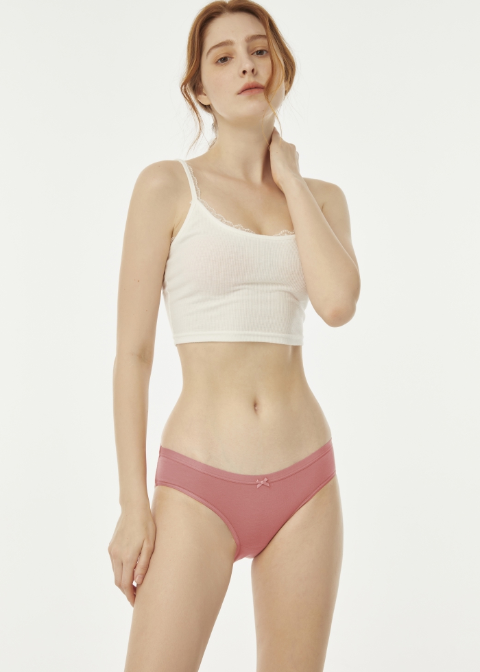 Hygiene Series．Low Rise Cotton Crossed Back Brief Panty(Rosette)