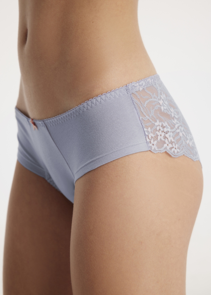 Sahara Night ．Mid Rise Cotton Floral Lace Back Hipster Panty(Moroccan Tile Pattern)