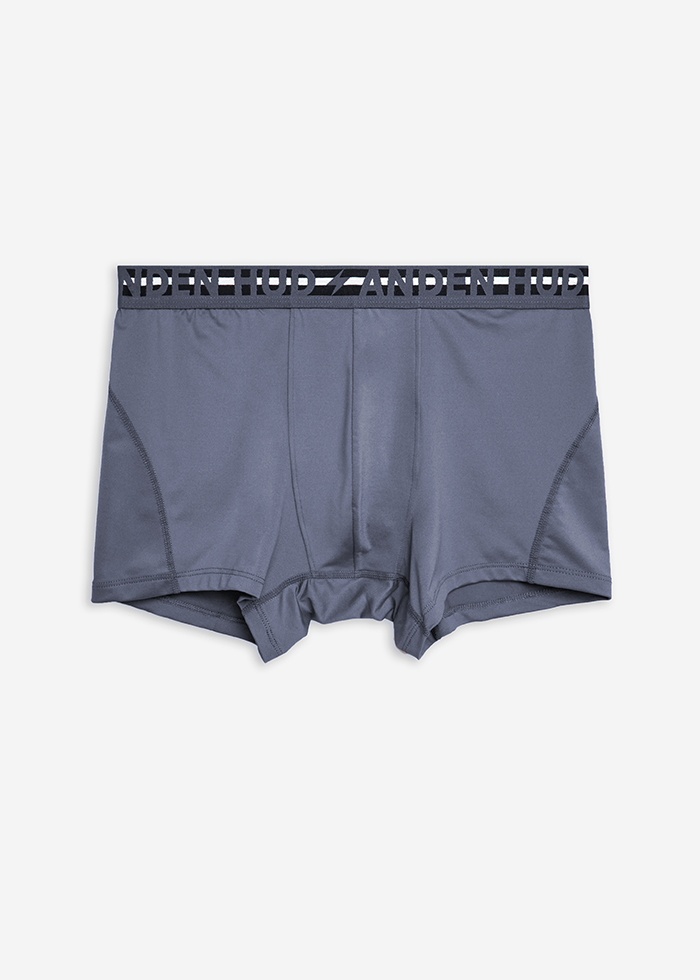 Moisture-Wicking Collection．Men Trunk Underwear(Gray Logo Elastic Band)