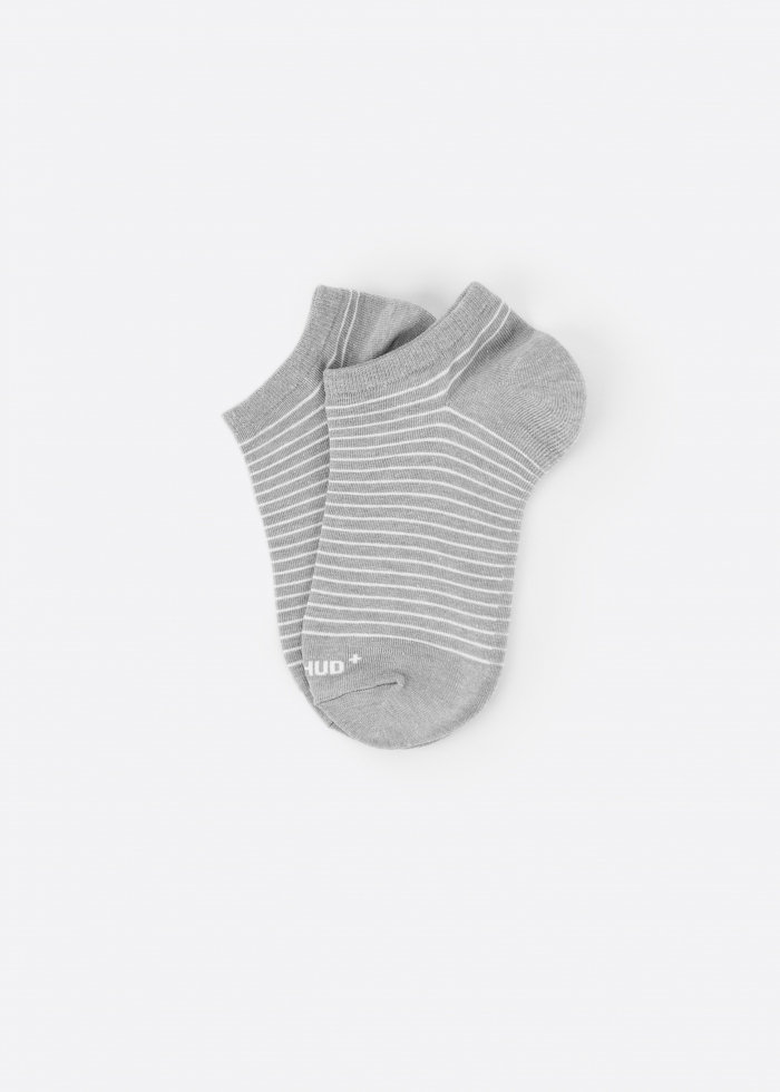 抗菌系列．舒棉船型襪（灰色-白條紋）
