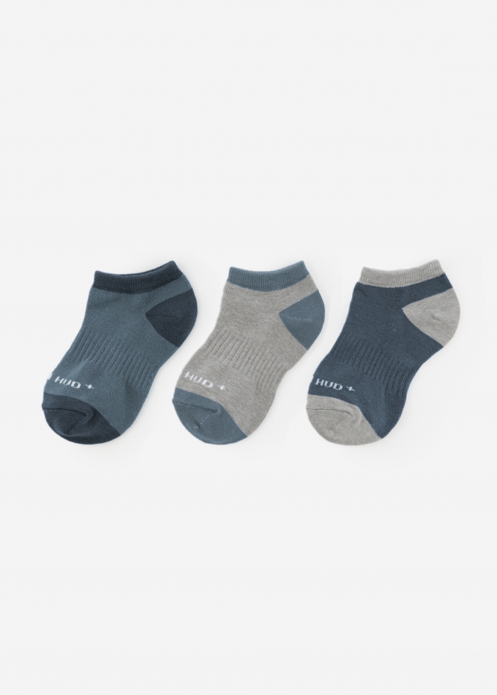 (3-Pack) Hygiene Series．Boys Ankle Socks（Ashley Blue/Gray/Folkstone Gray）