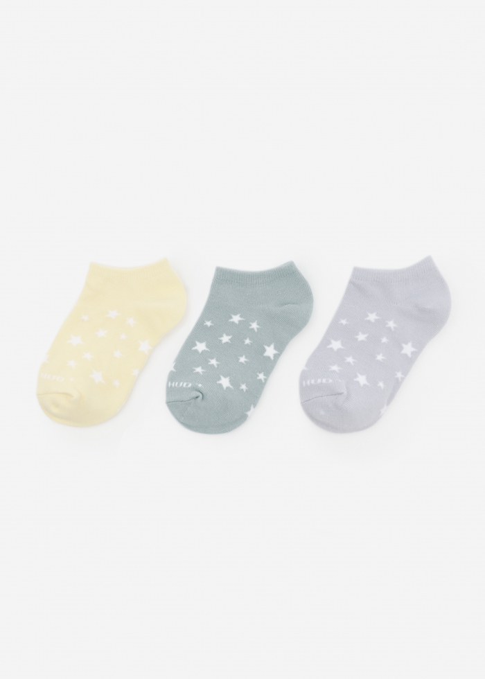 (3-Pack) Hygiene Series．Girls Ribbing Ankle Socks（Elfin Yellow/Icelandic Blue/Sterling Blue）
