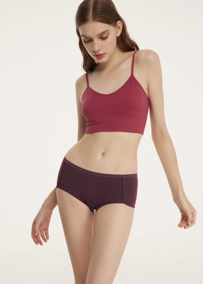 Classic．Mid Rise Cotton Shortie Panty（Beet Red）