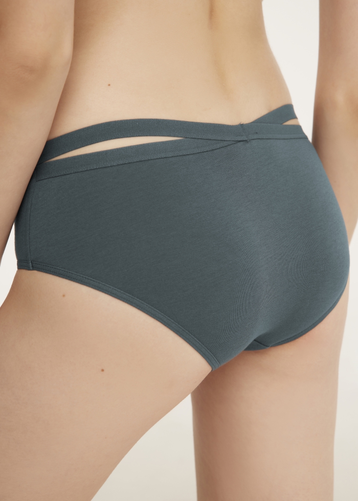 Love diary．Mid Rise Cotton Crossed Back Brief Panty(Balsam Green)